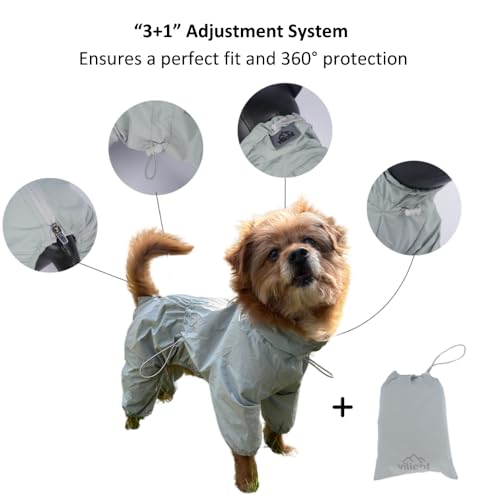 Waterproof Grey Raincoat with Legs, Medium, Small & Medium Dogs