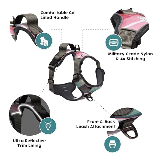Urban Dog Harness for Medium Dogs - Reflective Trim, No Pull, Front Clip, Military Grade Nylon