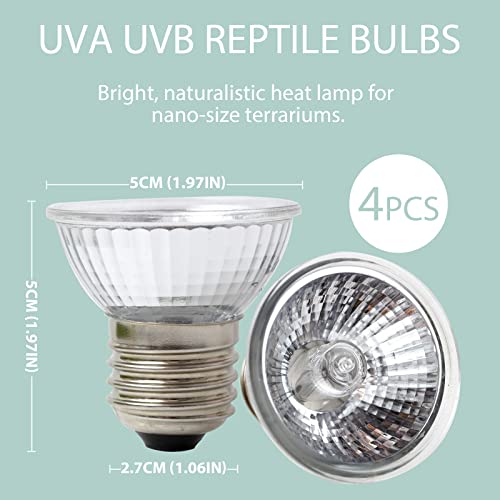 LUCKY HERP 4-Pack 50W UVA UVB Reptile Basking Light Bulbs for Heat Lamp Use