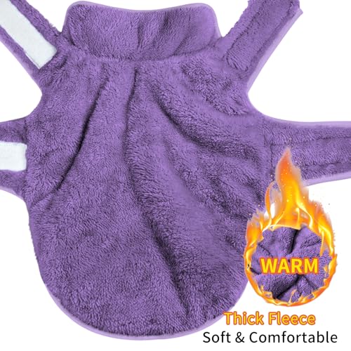 Malier Reversible Fleece Dog Coat, Windproof Warm Purple Vest for Small to Large Dogs