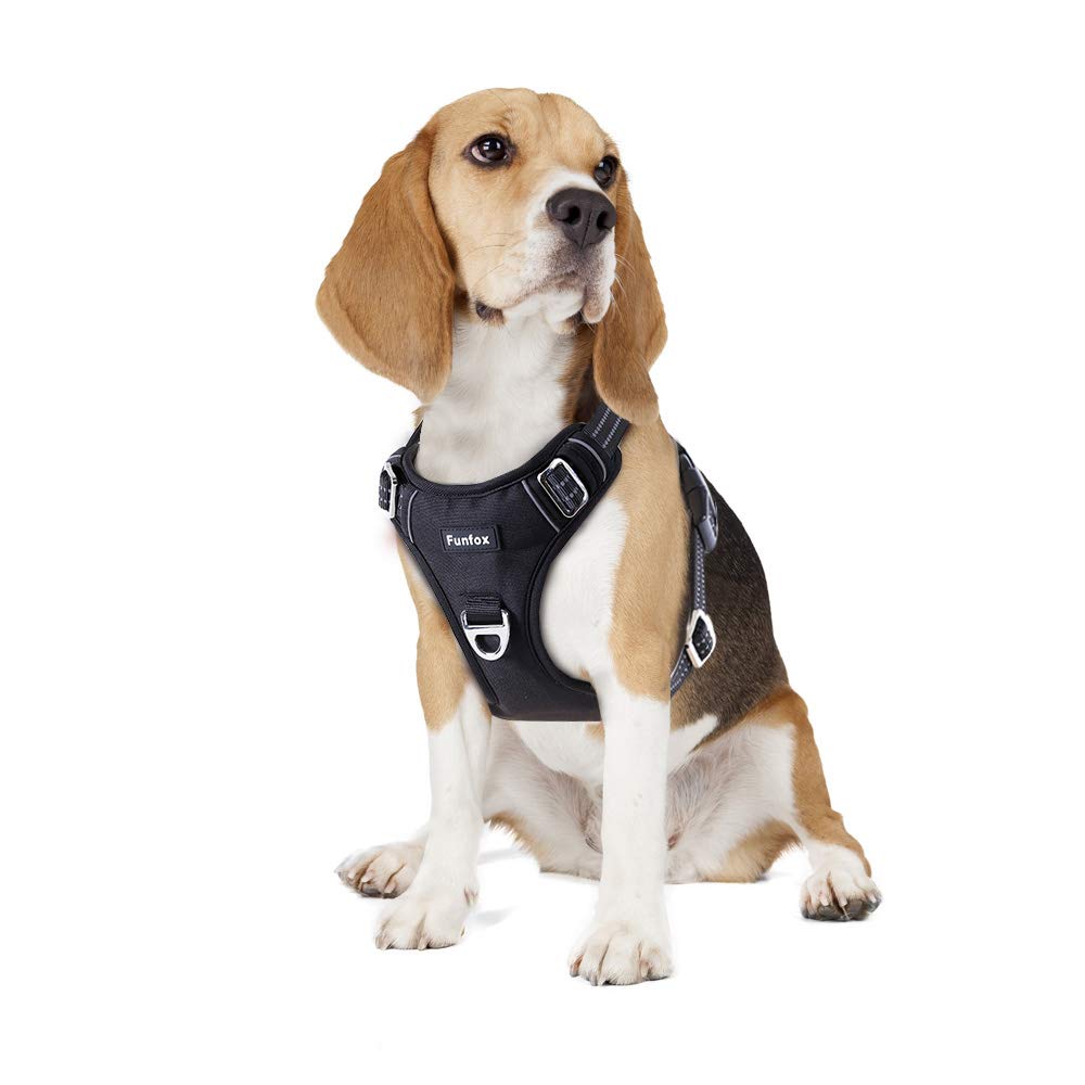 Funfox No Pull Dog Harness, Medium Size, Black