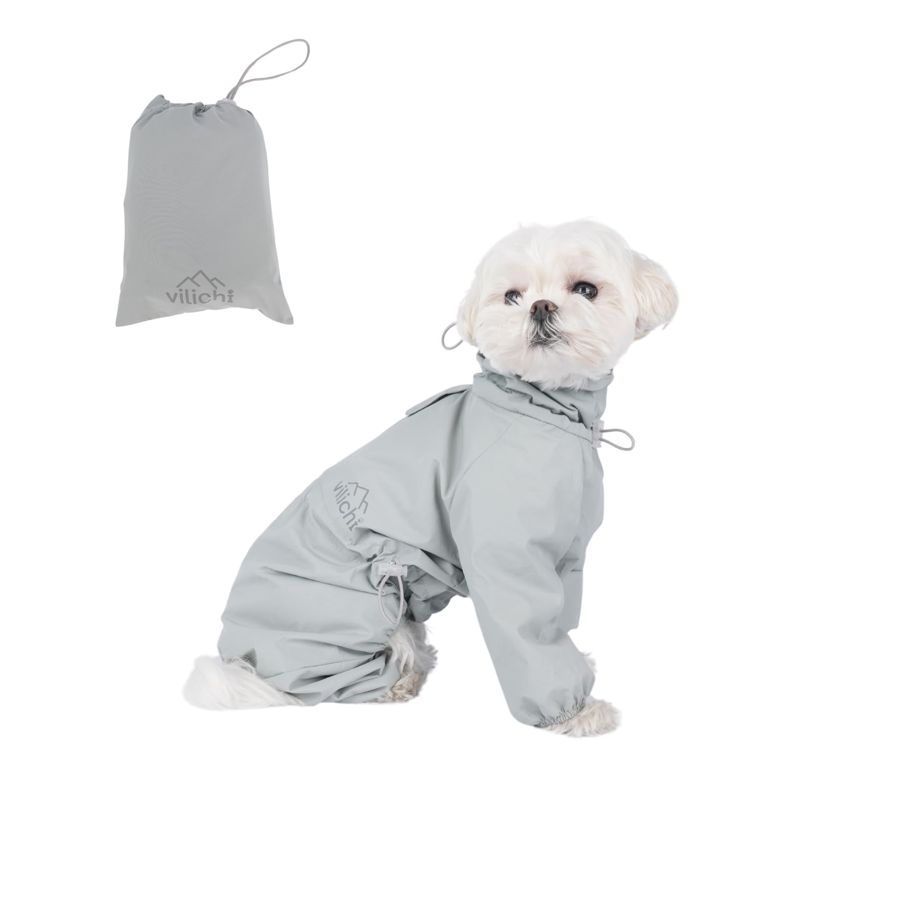 Waterproof Grey Raincoat with Legs, Medium, Small & Medium Dogs