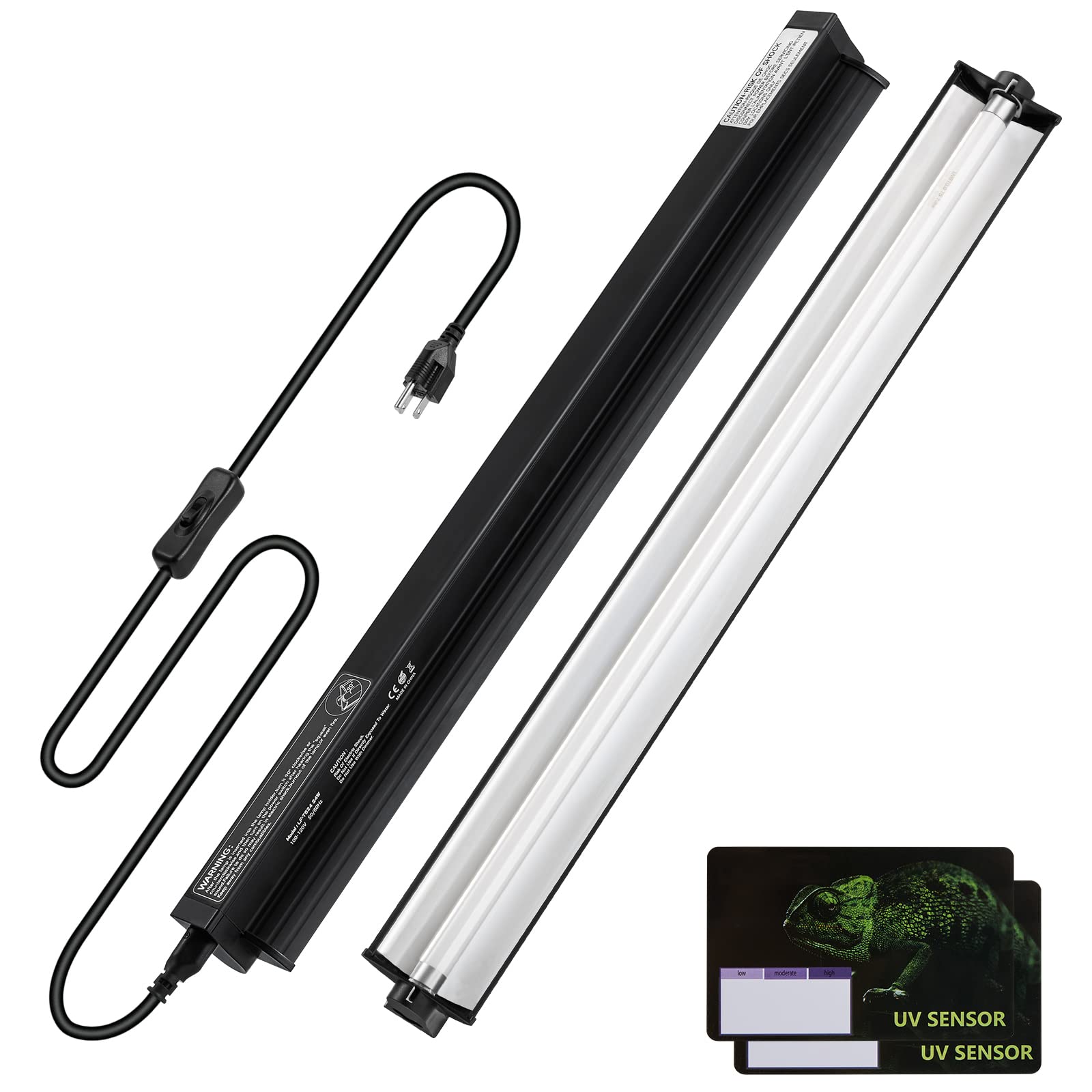 24W HO T5 UVB Light Fixture with 10.0 Bulb for Bearded Dragons and Reptiles