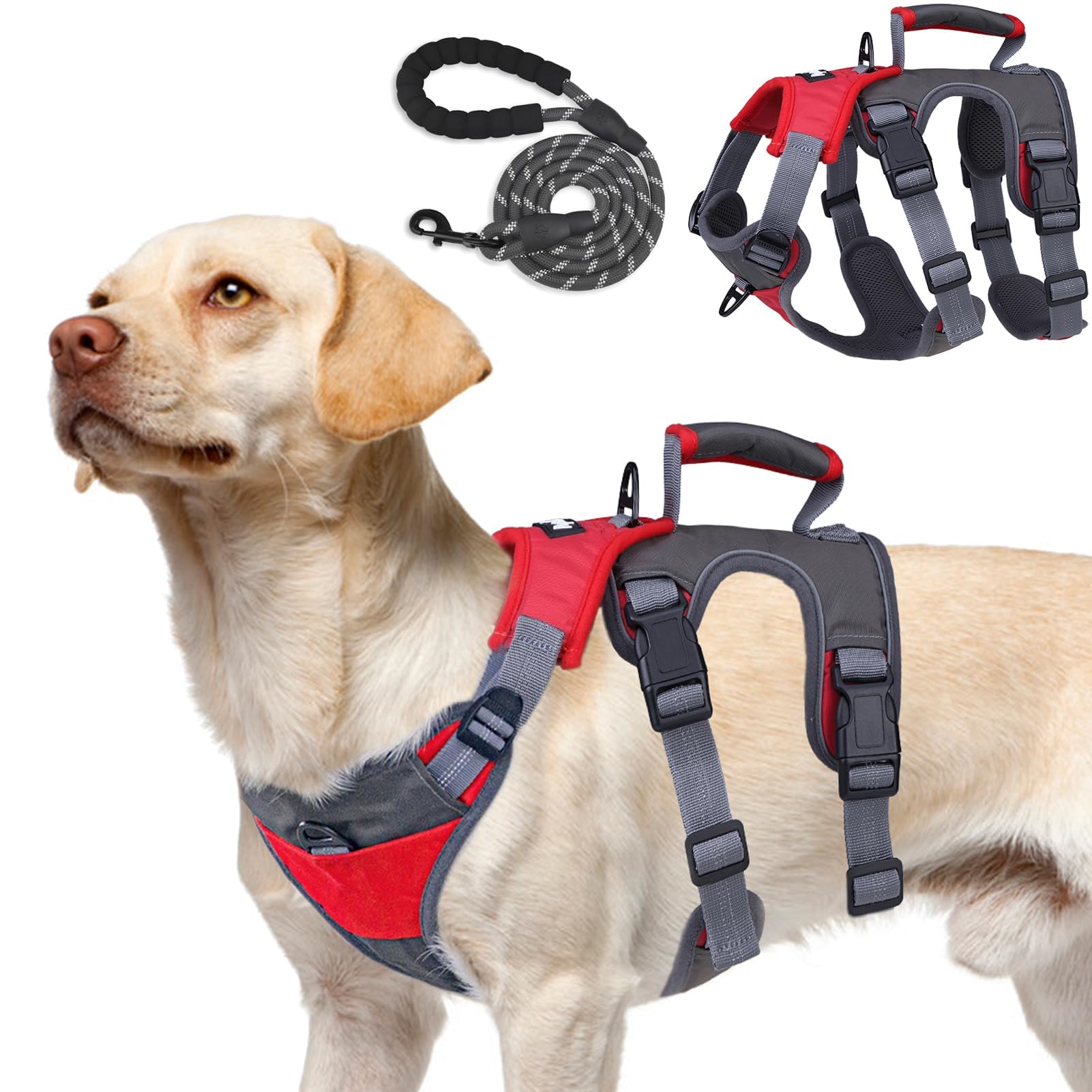 PUPTECK No Pull Reflective Dog Harness & Leash Set for Medium & Large Dogs