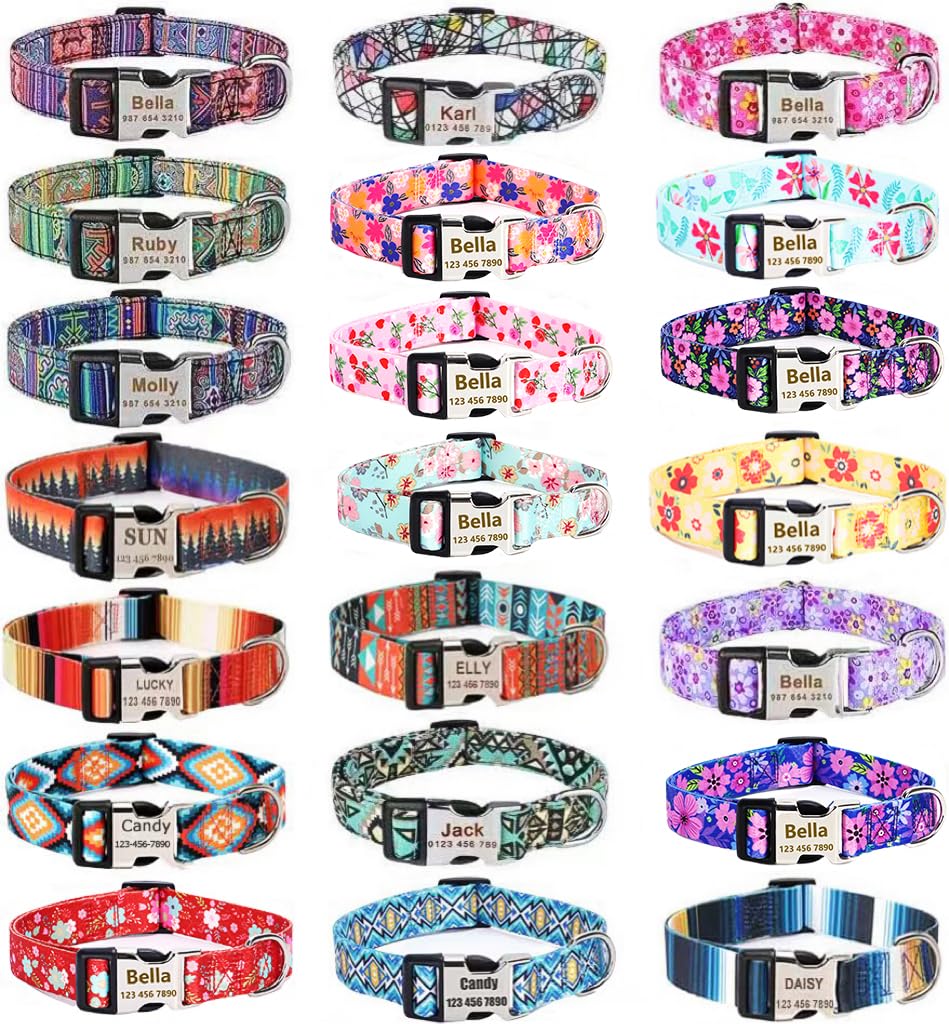 MOONPET Engraved ID Dog Collar for Puppies & Dogs X-Small to X-Large